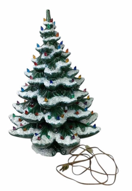 Ceramic MCM Frosted Christmas Tree: 22in H x 18in W