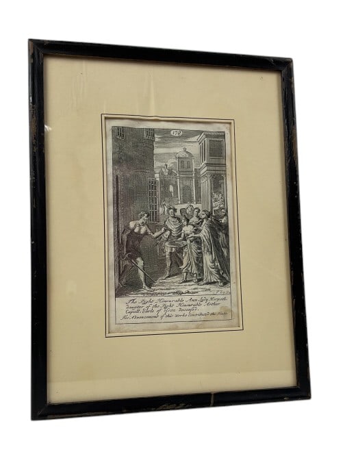 c. 1701-1705 Copper Plate Engraving 'The Beheading of Saint John The Baptist' by Johannes Kip: c. 1701-1705 Copper Plate Engraving 'The Beheading of Saint John The Baptist' By Johannes Kip, Based on a design by G. Freman. Sponsored by The Tright Honourable Ann Lady Morpeth. Approx. 13" L X 10"