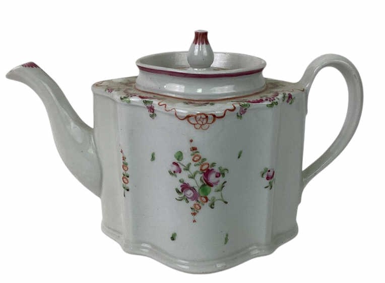 18th Century New Hall English Porcelain Silver-form Teapot (1 of 9)