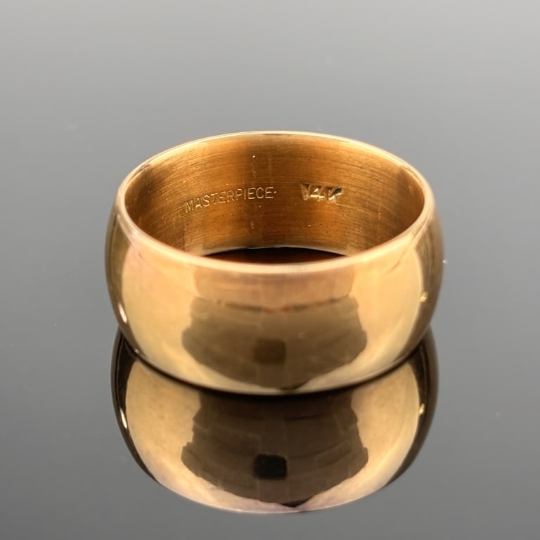 Mens 14k Masterpiece stamped Gold Size 9 Ring 9.80g TW: Mens 14k Masterpiece stamped Gold Size 9n Ring