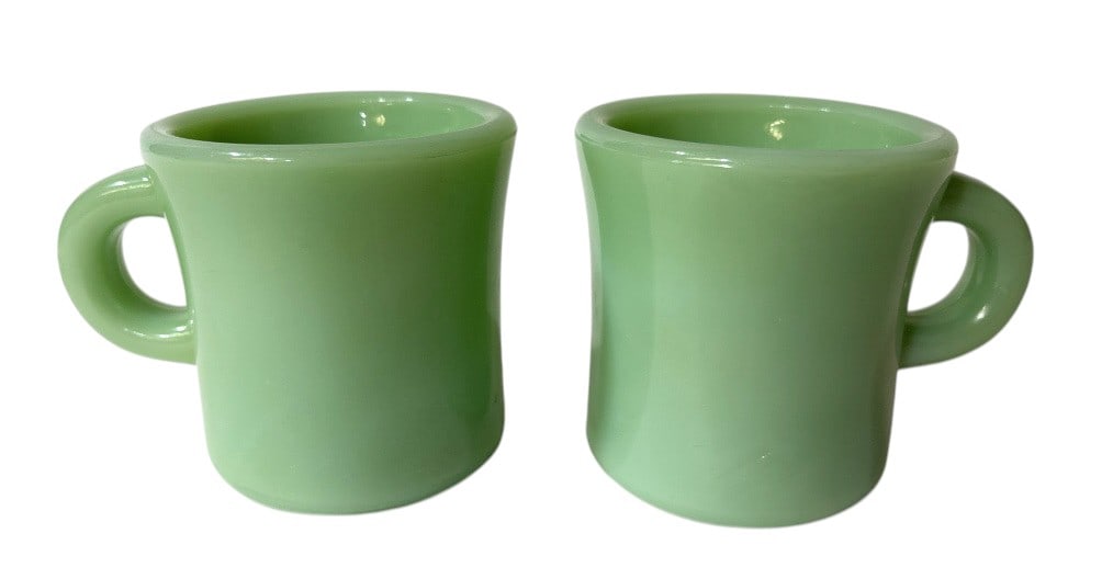 (2) Fire King Jadeite Restaurant Ware C- Handle Mugs (1 of 9)