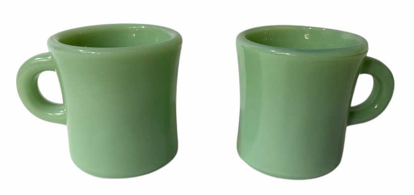 (2) Fire King Jadeite Restaurant Ware C- Handle Mugs (1 of 9)