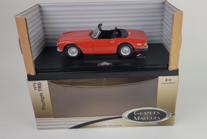 Grand Marques ERTL Collectibles 1:18 Die Cast 1974 Triumph TR6: 2003 Grand Marques ERTL Collectibles 1:18 Scale Diecast 1974 Triumph TR6 in original packaging