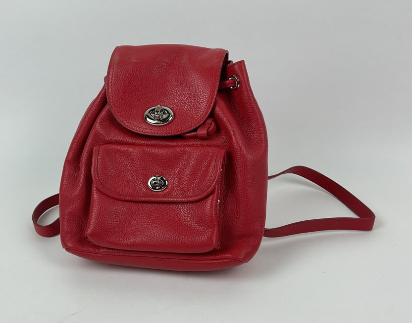 Coach Mini Turnlock Rucksack: Coach Mini Turnlock Rucksack in the color red