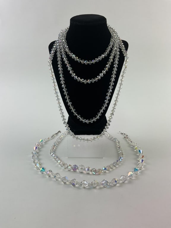 (3) AB Cyrstal Necklaces: (3) AB Cyrstal Necklaces, 22", 24" and 41"