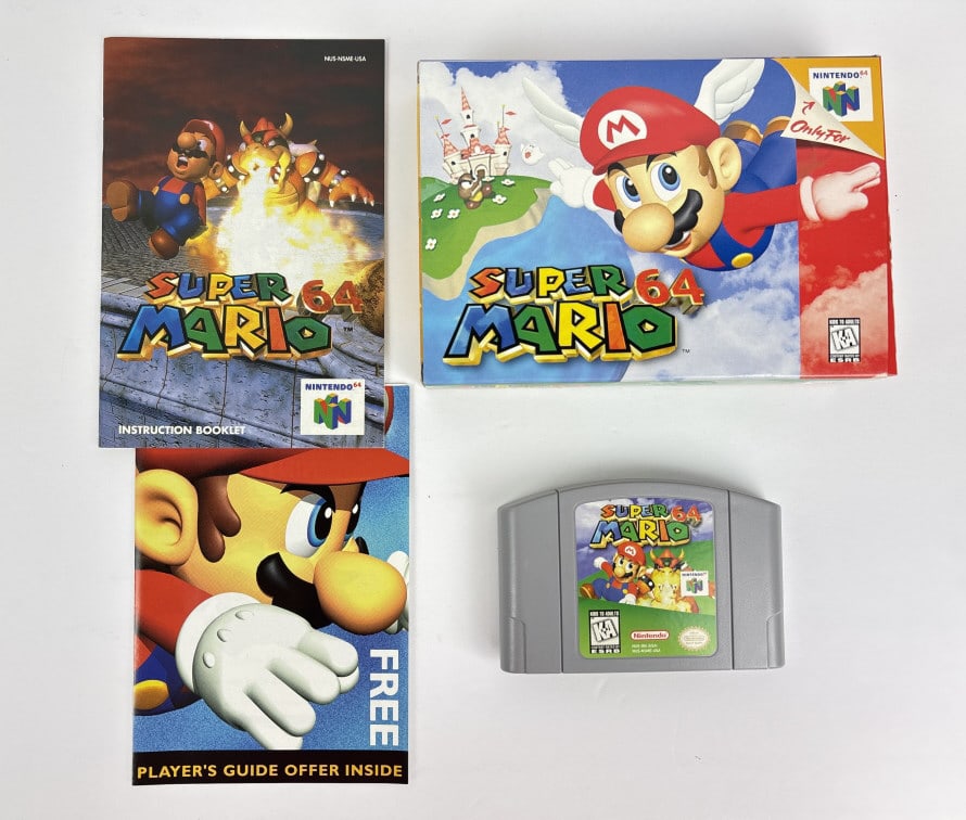 Super Mario 64, Nintendo 64: Super Mario 64, Nintendo 64, includes game cartridge, instruction booklet and original box