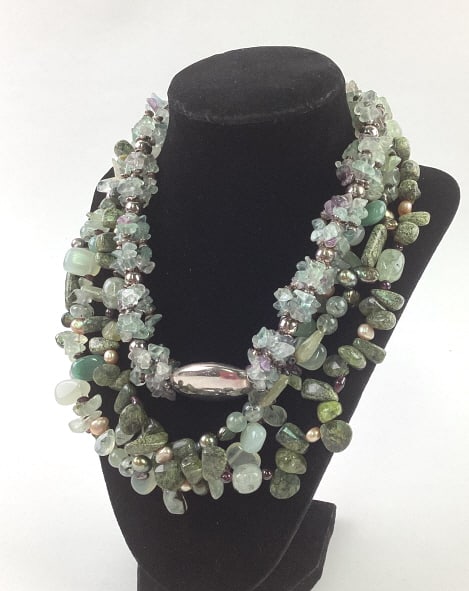 (2) Green Stone and Sterling Necklaces (1 of 3)