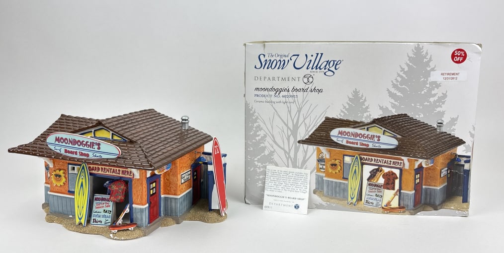 Department 56 Snow Village Moondoggie's Board Shop: Department 56 The Original Snow Village Moondoggie's Board Shop Product No. 4020953