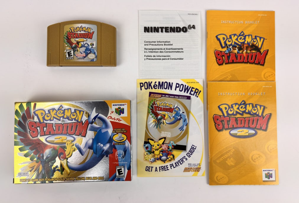 Pokemon Stadium2, Nintendo 64: Pokemon Stadium2, Nintendo 64 game, includes game cartridge, instruction booklets for Stadium and Stadium 2, and original box