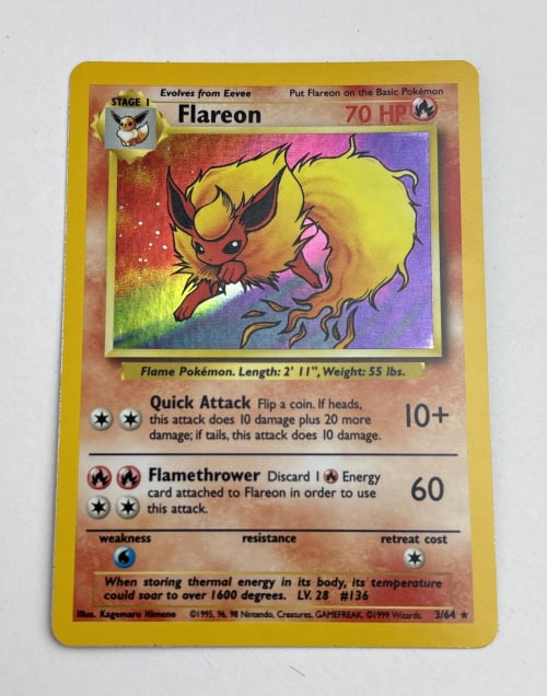 Flareon Jungle Halo Error - No Stamp 3/64 Pokemon Card: Flareon Jungle Error - No Stamp Halo 3/64 Pokemon Card