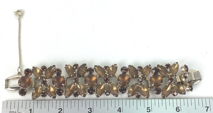 Juliana Delizza & Elster Bracelet: Juliana Delizza & Elster Amber Rhinestone Gold-tone Bracelet measures approximately 7.5 inches from clasp to clasp