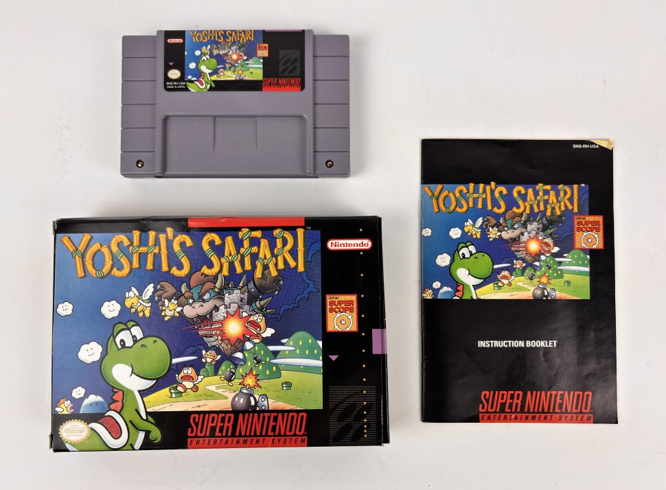 Yoshi's Safari, Super Nintendo Game: Yoshi's Safari, Super Nintendo Game, includes, game cartridge, instruction booklet and original box