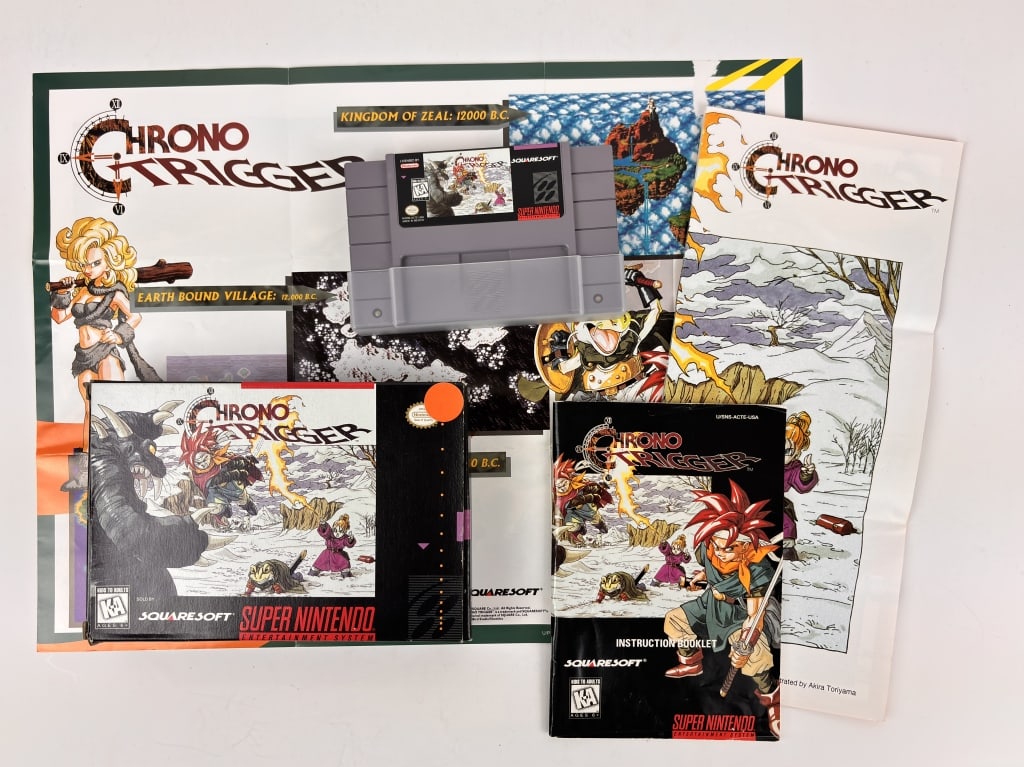 Chrono Trigger, Super Nintendo Game: Chrono Trigger, Super Nintendo Game, includes, game cartridge, instruction booklet and original box, no protective cartridge insert