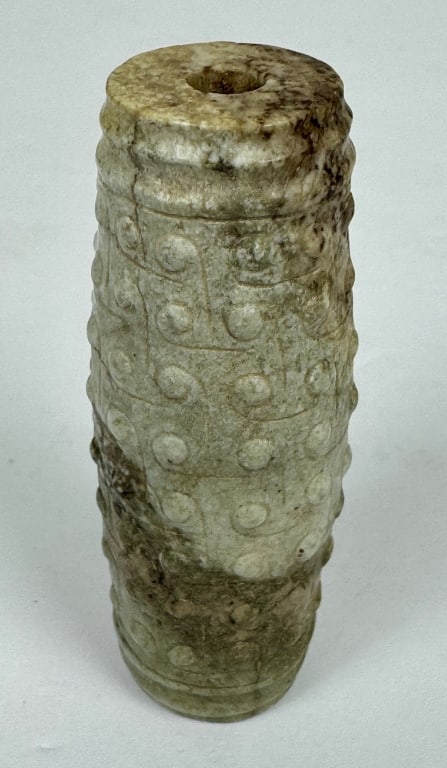 Archaic Chinese Jade Cylindrical Cong Bead: Archaic Chinese Jade Cylindrical Cong Bead. 2-3/8 inches long. 62.8 grams.