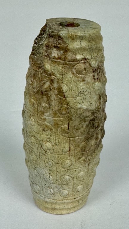 Archaic Chinese Jade Cylindrical Cong Bead: Archaic Chinese Jade Cylindrical Cong Bead. 2-3/8 inches long. 70.34 grams.
