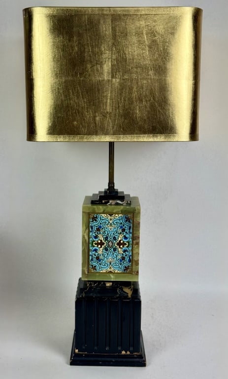 Art Deco French Champleve Enameled Table Lamp (1 of 19)