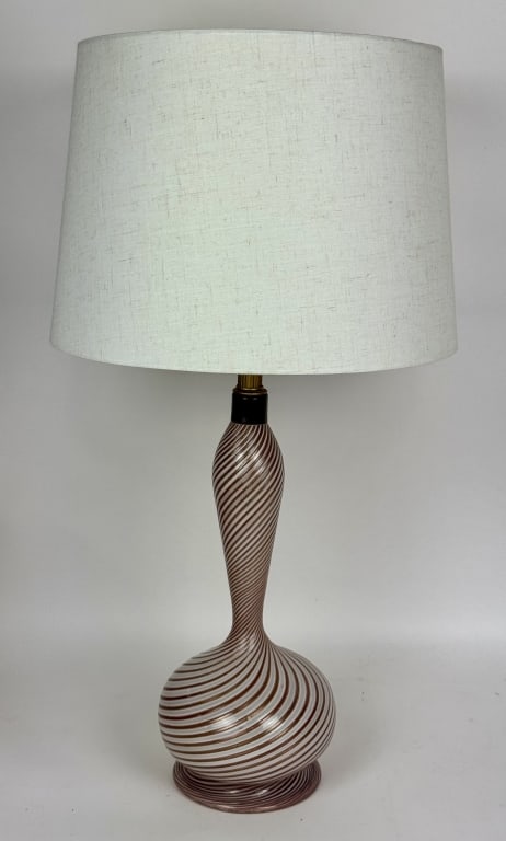 Mid Century Murano Mezza Filigrana Art Glass Table Lamp MCM (1 of 12)
