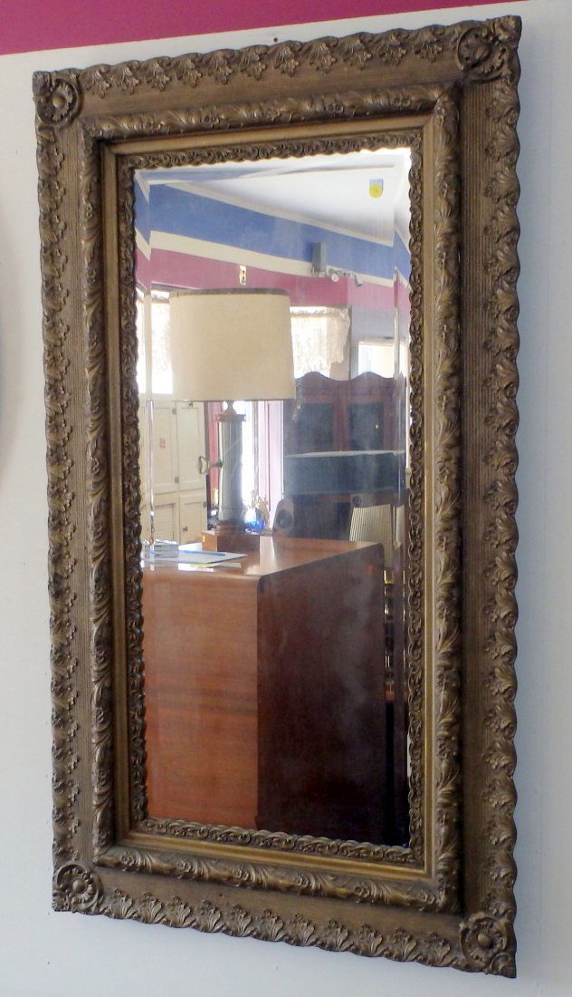 Antique Ornate Large Wood Frame Mirror