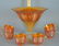Imperial Waffle Block Carnival Punch Bowl And Cups