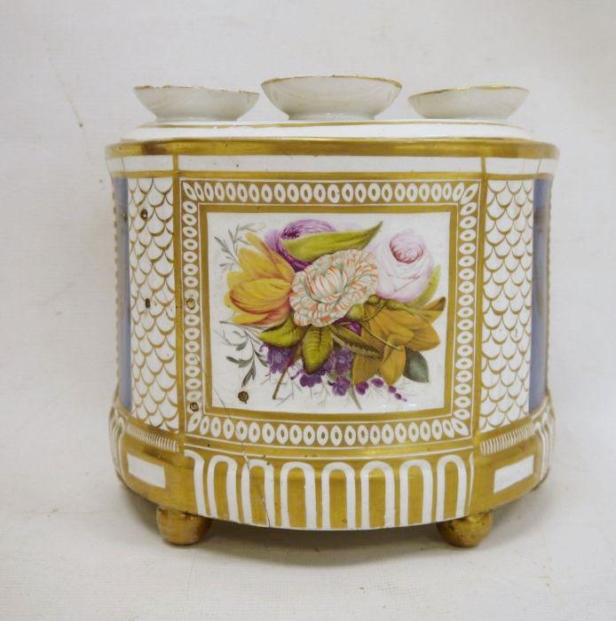 Early 19th century porcelain bough pot, floral panel (1 of 4)