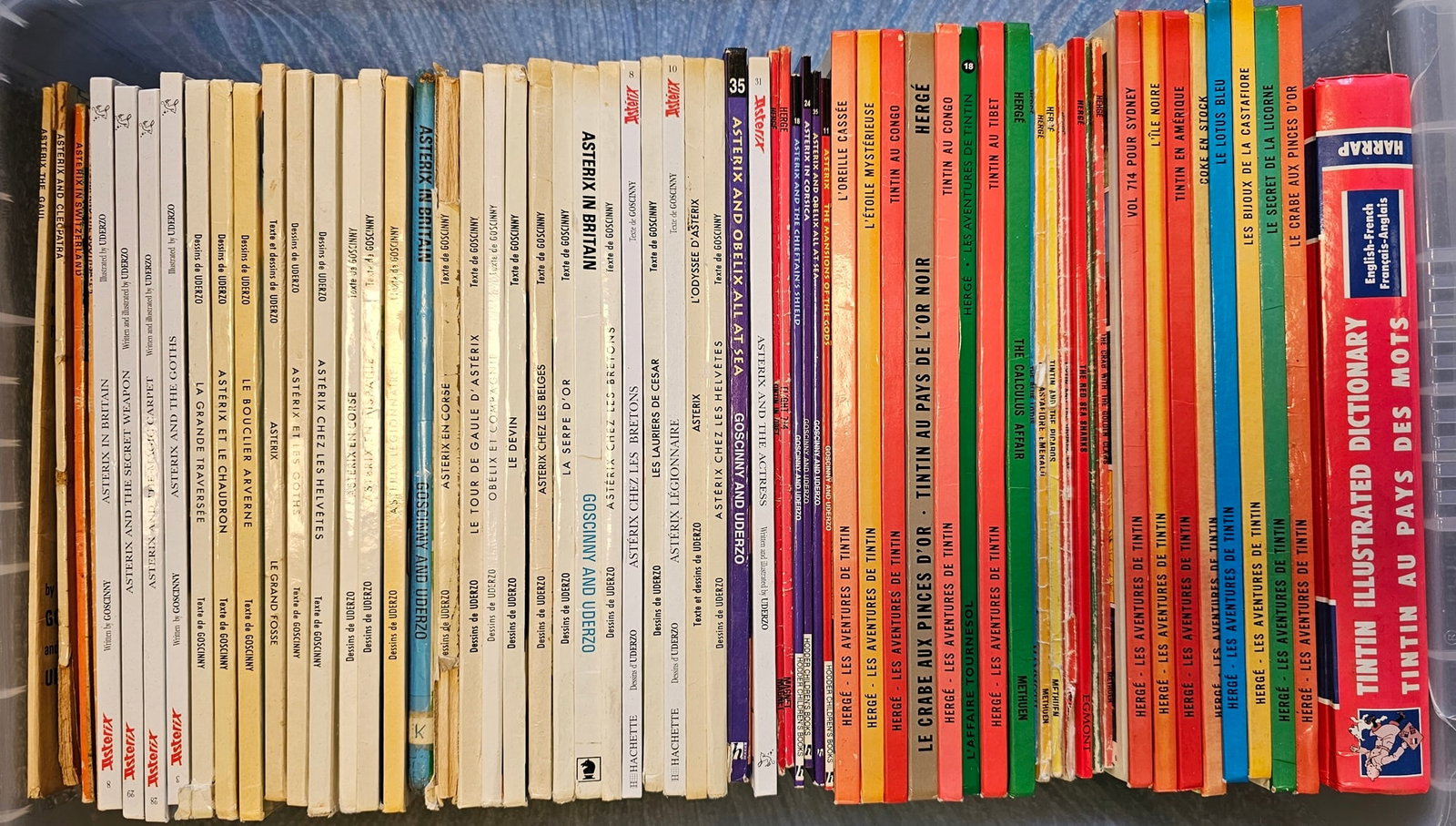 Herge "Tintin" - various paperback English editions published by Magnet, Hodder's Children's: Herge "Tintin" - various paperback English editions published by Magnet, Hodder's Children's Books, many 1970's and later French editions, "Tintin Illustrated Dictionary - French and English",