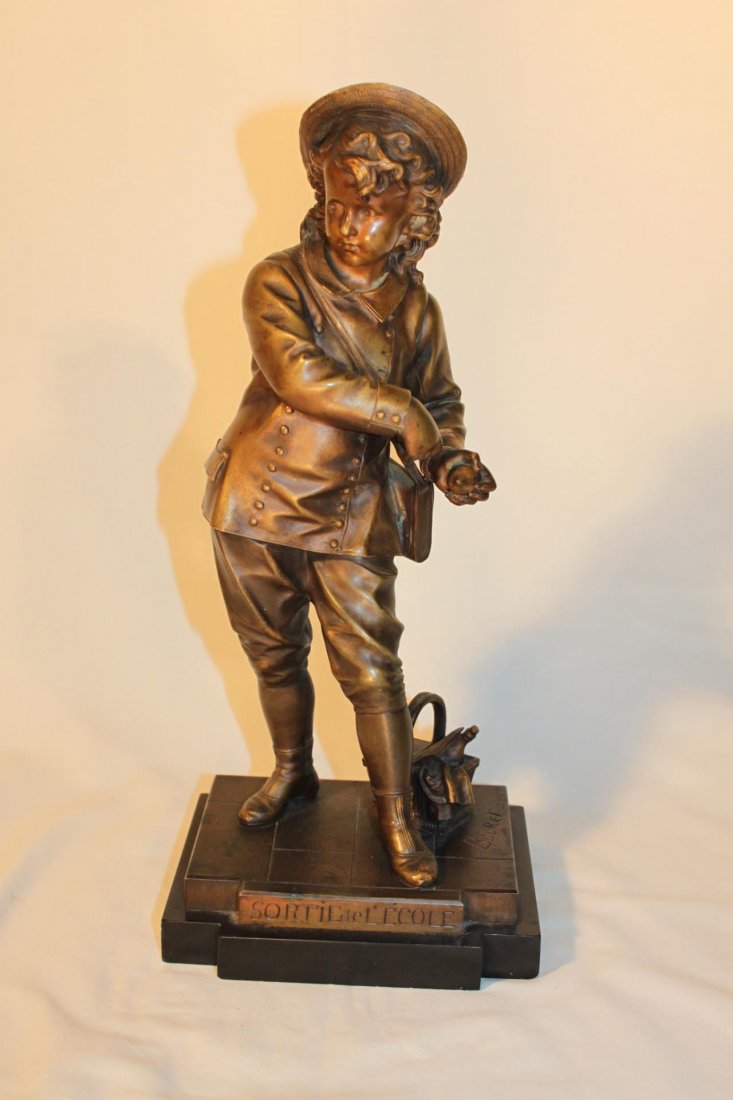 Eutrope Bouret (French, 1833 to 1906), Bronze Sculpture: Eutrope Bouret (French, 1833 to 1906), bronze sculpture