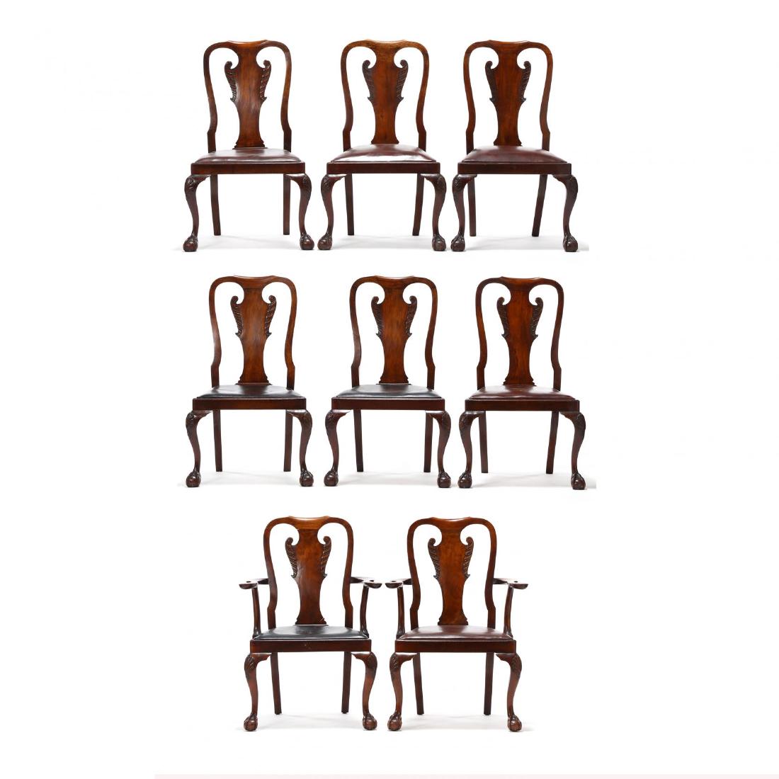 Set of Eight Chippendale Style Carved Dining Chairs (1 of 9)