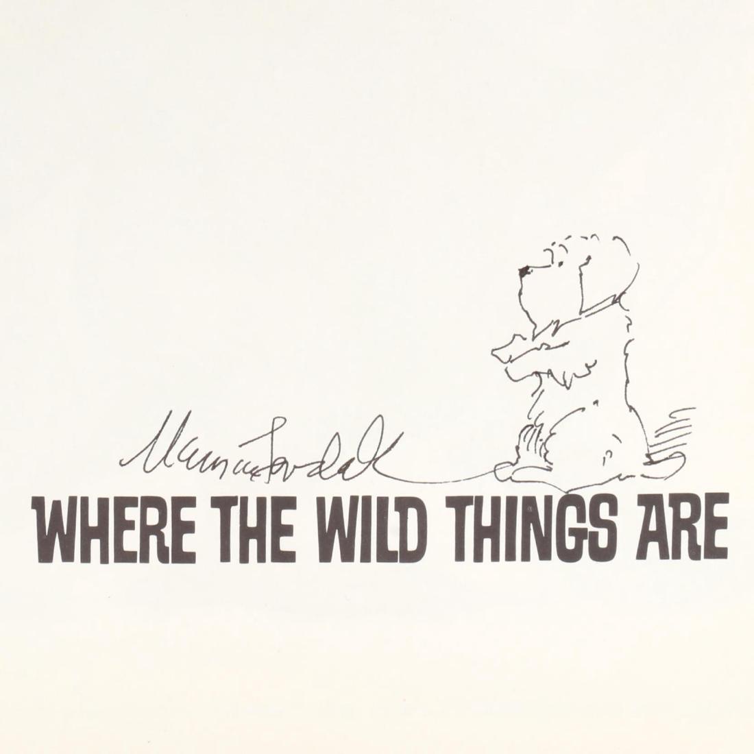 Where the Wild Things Are , Author-Signed With Sketch: written and illustrated by Maurice Sendak (New York: Harper & Row, 1963), oblong quarto (9.25 x 10 in.), pictorial boards with black cloth spine, printed endpapers, the second state dust jacket with r