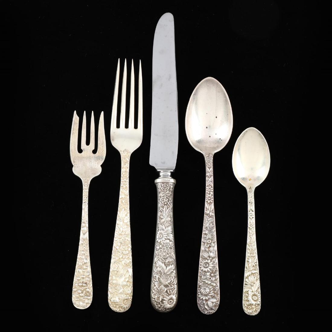 An Assembled RepoussÃ© Sterling Silver Flatware Set (1 of 4)
