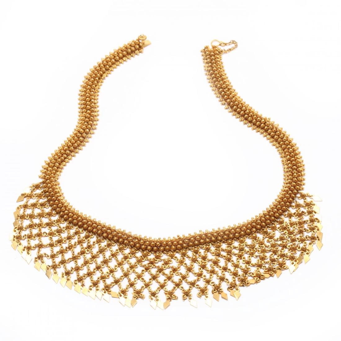 Southeast Asian Gold Fringe Necklace (1 of 3)