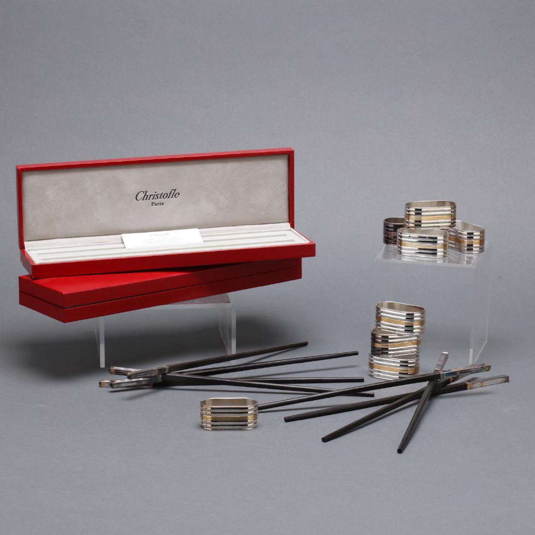 Christofle, Silverplate Chopsticks and Napkin Rings (1 of 5)