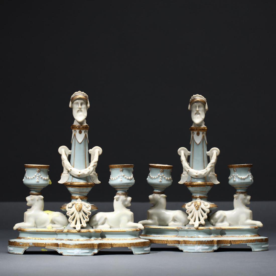 A Pair of Limoges Porcelain Candlesticks (1 of 3)