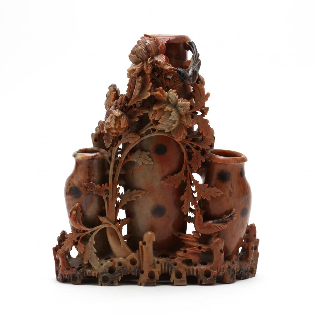 Large Chinese Carved Hard Stone Vase (1 of 4)