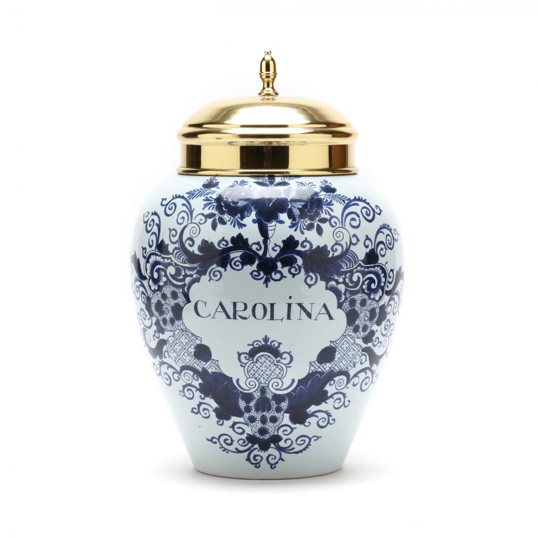 Large Colonial Williamsburg "Carolina" Delft Jar (1 of 3)