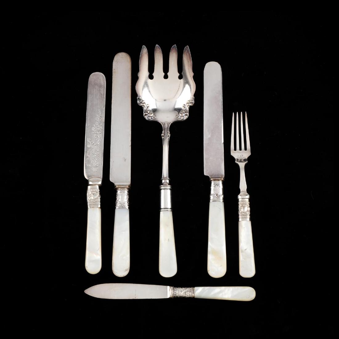 A Collection of Silver Flatware with Mother-of-Pearl (1 of 4)