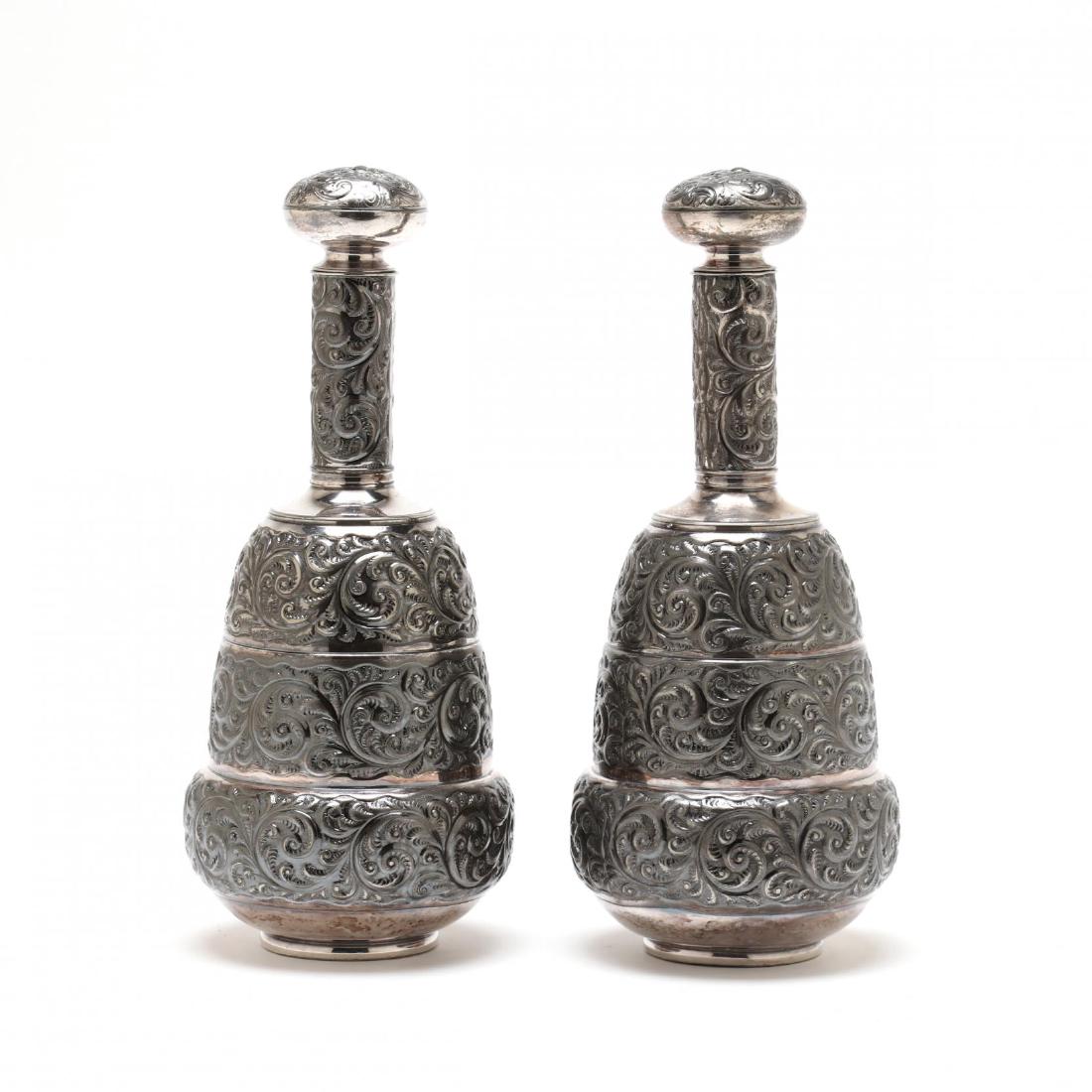 A Pair of Antique Silverplate Decanters (1 of 3)