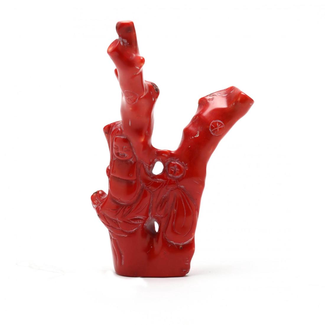 Chinese Carved Coral Okimono (1 of 3)