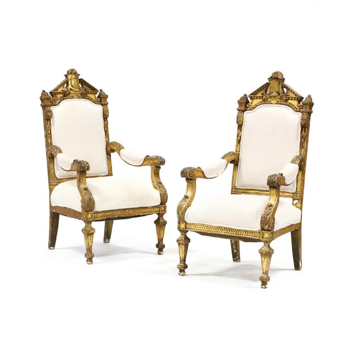 Pair of Italian Renaissance Style Carved and Gilt Hall (1 of 6)