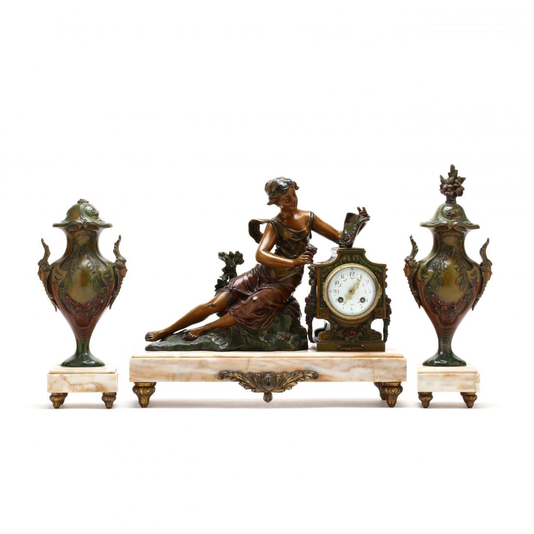 French Figural Vintage Clock Garniture Set (1 of 7)