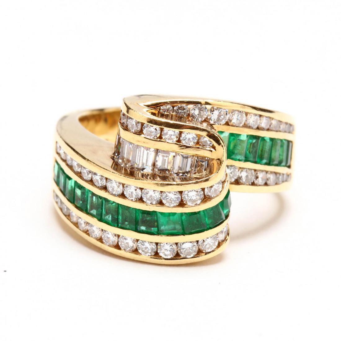 18KT Emerald and Diamond Ring, Charles Krypell (1 of 6)