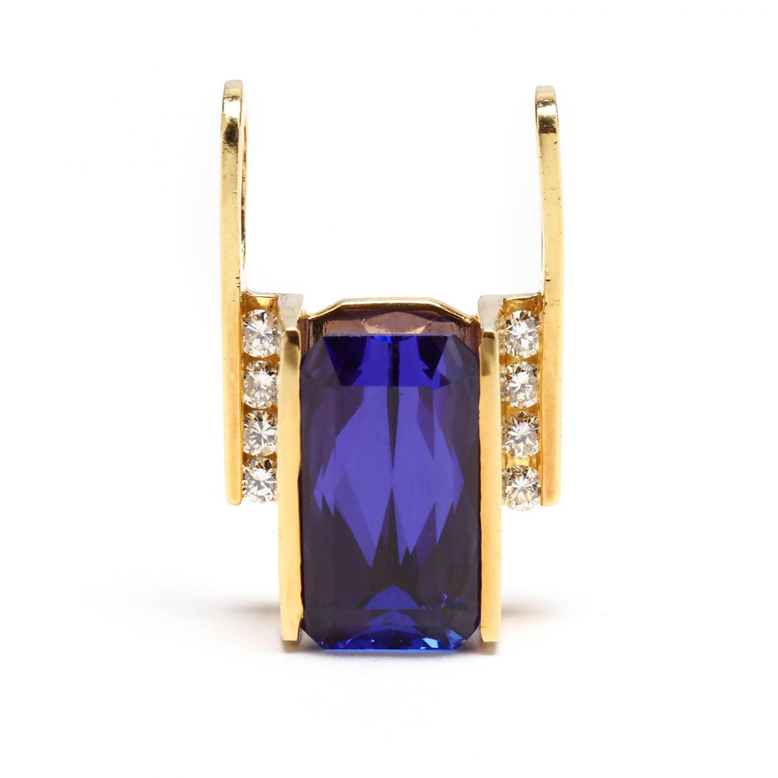18KT Tanzanite and Diamond Pendant / Slide (1 of 6)