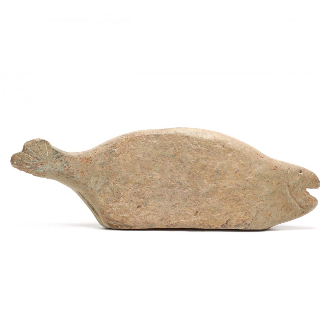 Folk Art Carved Stone Fish, Raymond Coins, (NC (1 of 4)