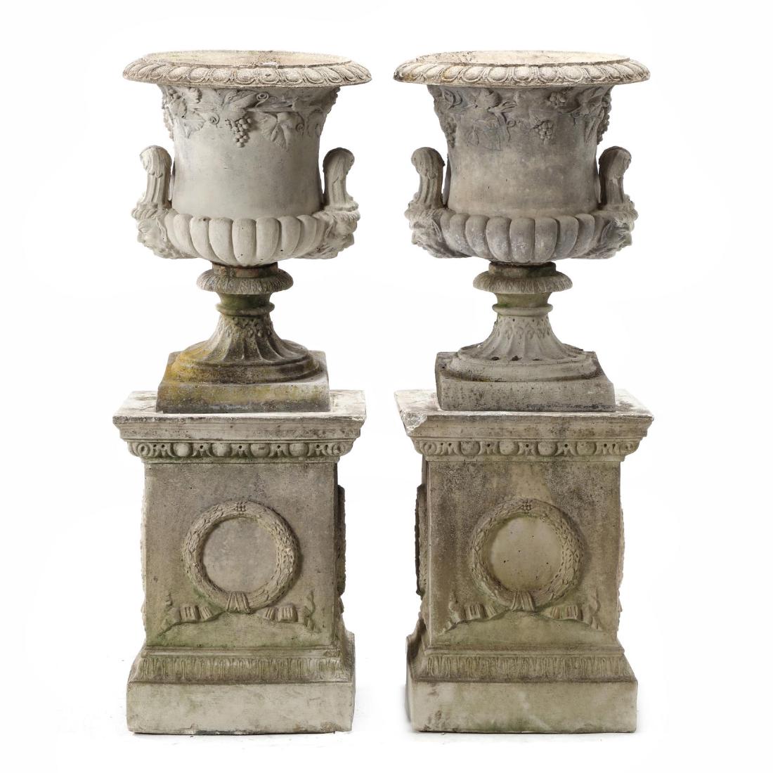 Large Pair of Classical Style Cast Stone Garden Urns (1 of 9)