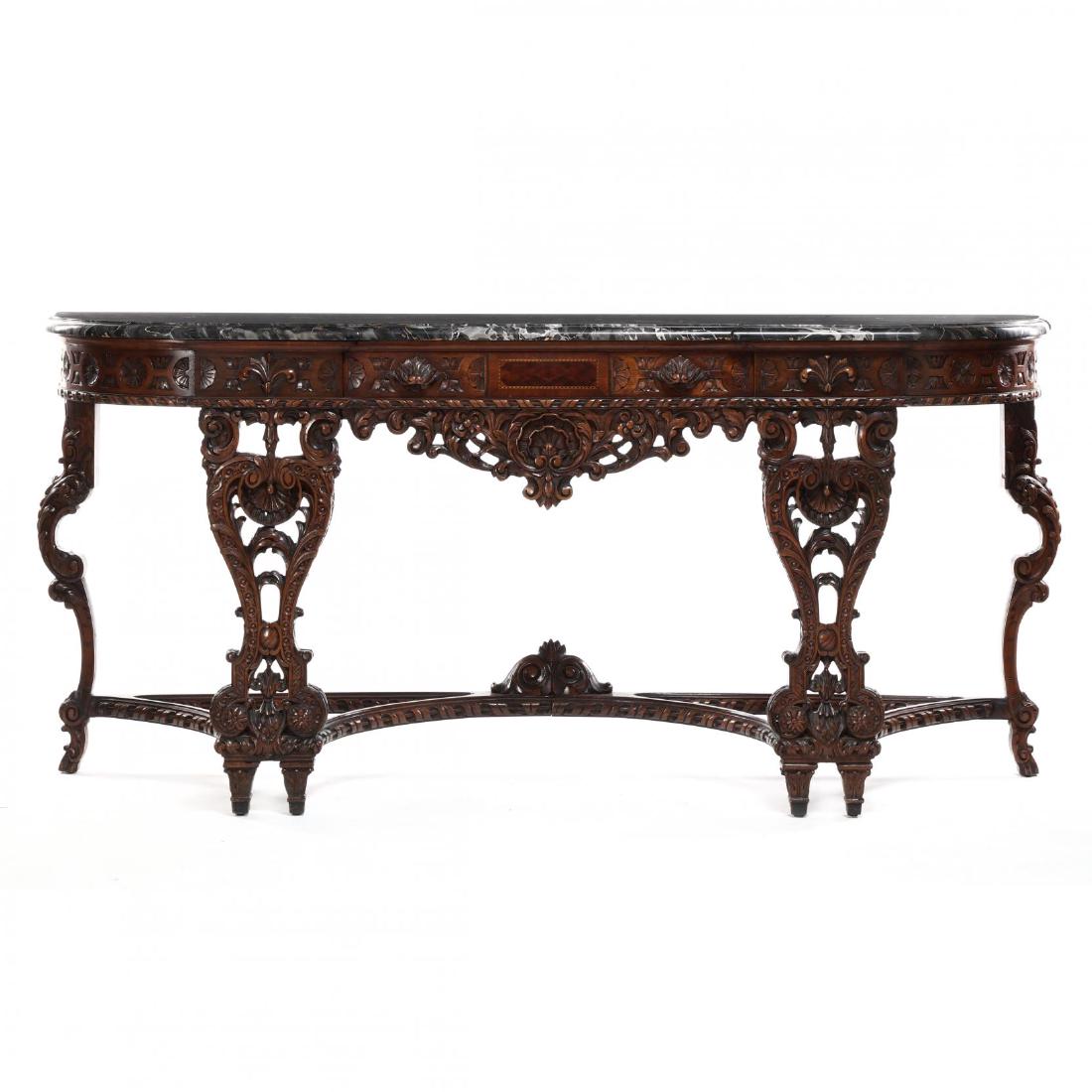 Continental Baroque Style Inlaid Marble Top Sideboard (1 of 6)