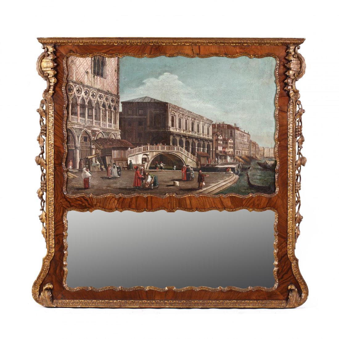 A George II Giltwood & Burlwood Trumeau Mirror (1 of 3)