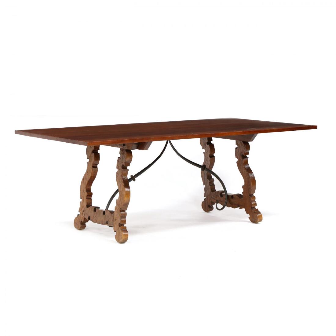 Spanish Style Carved Trestle Base Dining Table (1 of 3)