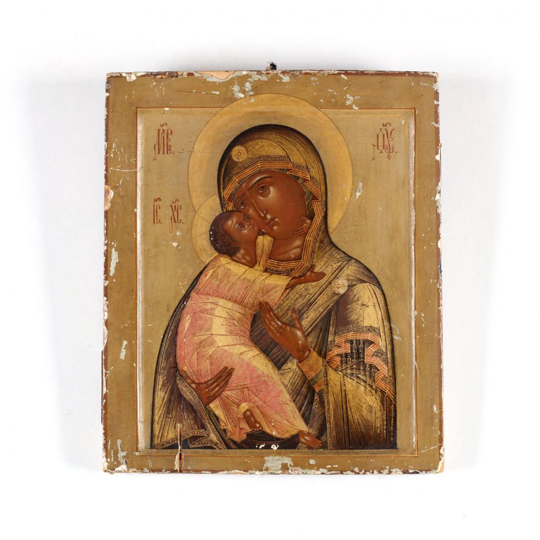 Antique Russian Icon of the Black Madonna of Czę (1 of 3)