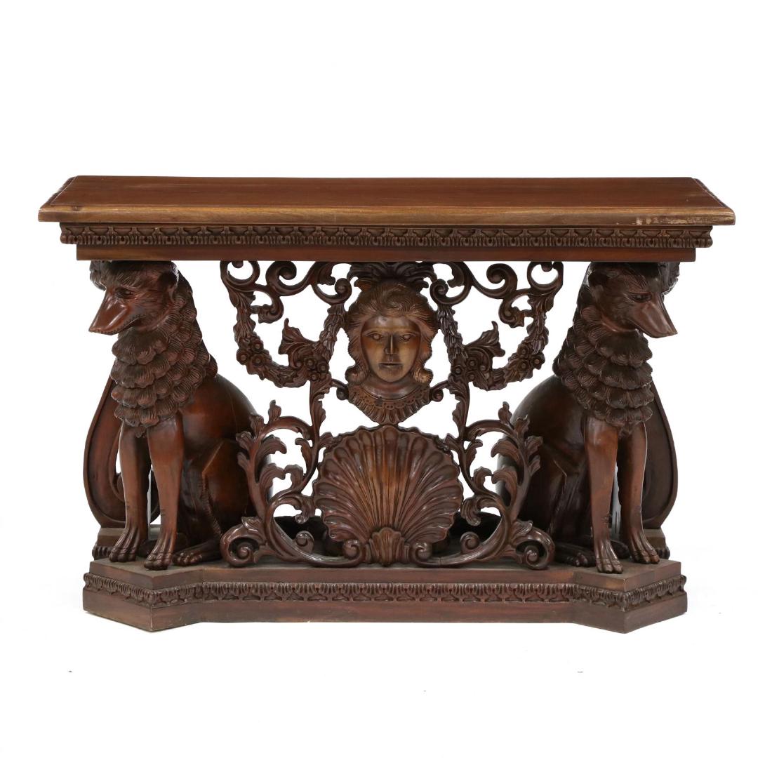 Continental Style Carved Mahogany Console Table (1 of 3)