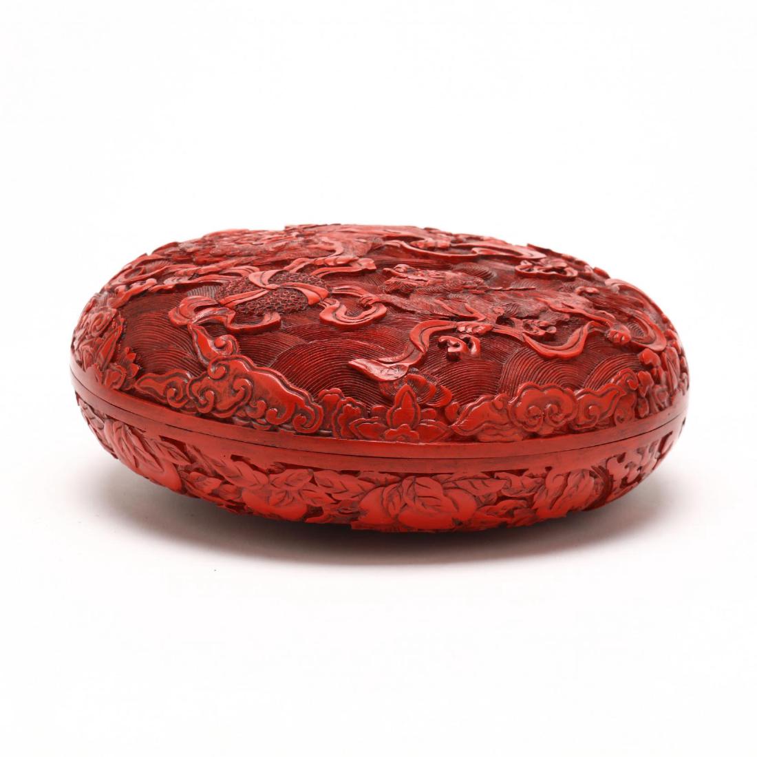 A Chinese Round Carved Red Lacquer Box (1 of 3)