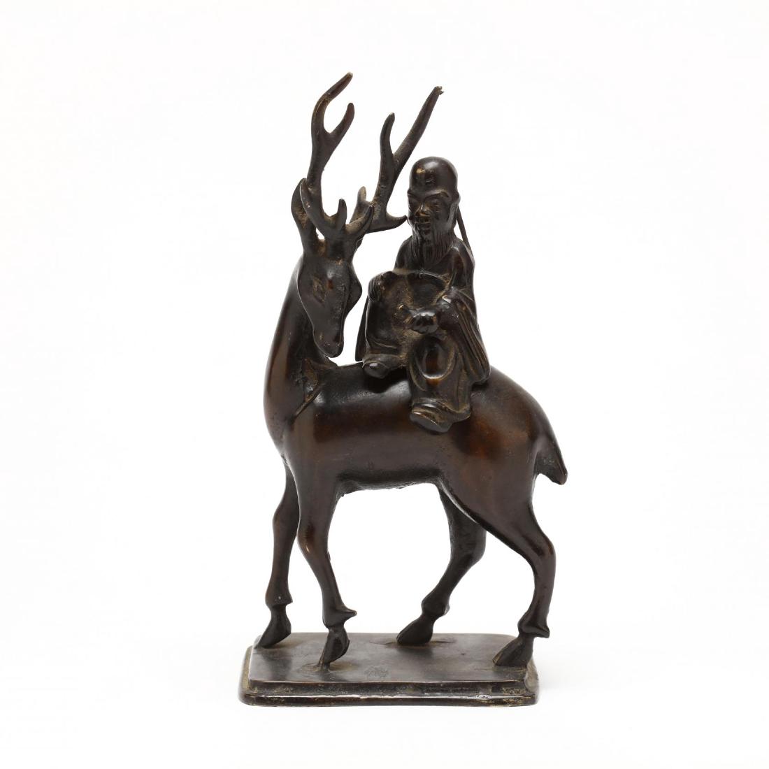 A Japanese Bronze Censer of Jurojin Riding a Deer (1 of 4)